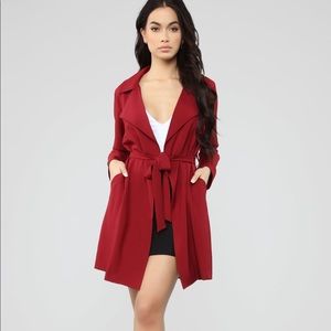 NWOT Red Trench Coat